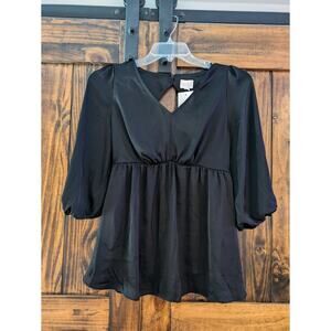 NWT Womens XS Isabel Maternite black v-neck blouse with 3/4 sleeves